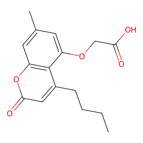 [(4-butyl-7-methyl-2-oxo-2H-chromen-5-yl)oxy]acetic acid structure