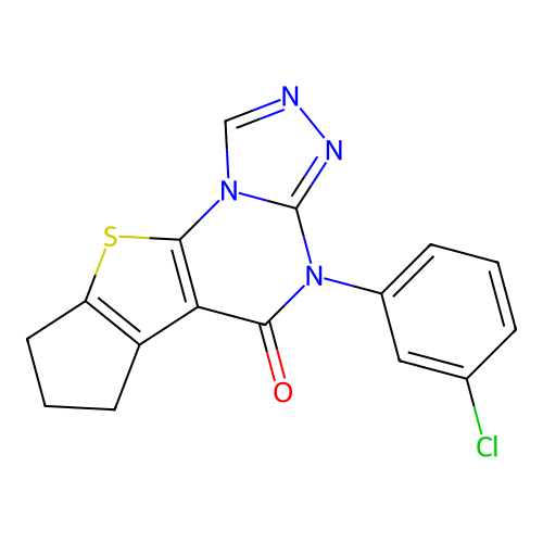 4-(3-chlorophenyl)-7,8-dihydro-6H-cyclopenta[4,5]thieno[3,2-e][1,2,4]triazolo[4,3-a]pyrimidin-5(4H)-one structure