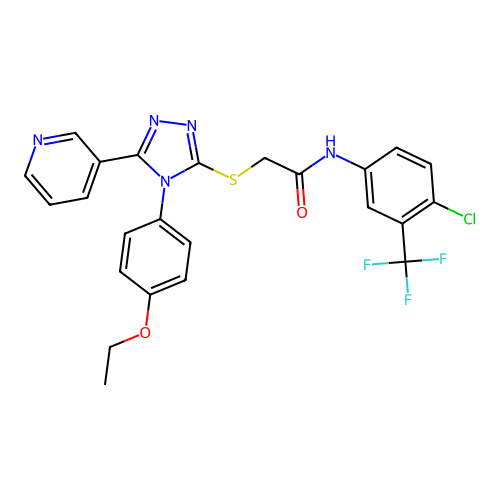 N-[4-chloro-3-(trifluoromethyl)phenyl]-2-{[4-(4-ethoxyphenyl)-5-(pyridin-3-yl)-4H-1,2,4-triazol-3-yl]sulfanyl}acetamide structure