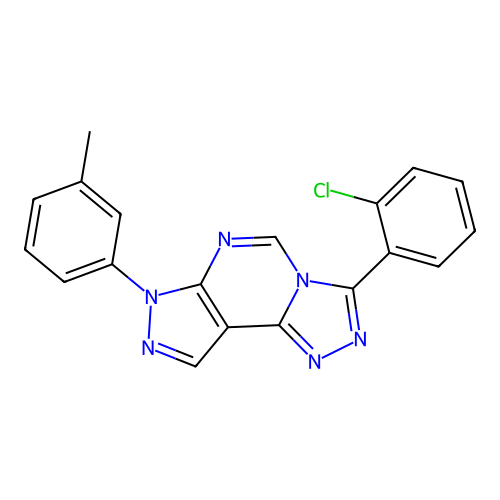 3-(2-chlorophenyl)-7-(m-tolyl)-7H-pyrazolo[4,3-e][1,2,4]triazolo[4,3-c]pyrimidine structure