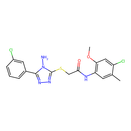 2-{[4-amino-5-(3-chlorophenyl)-4H-1,2,4-triazol-3-yl]sulfanyl}-N-(4-chloro-2-methoxy-5-methylphenyl)acetamide structure
