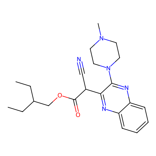 2-Ethylbutyl 2-cyano-2-(3-(4-methylpiperazin-1-yl)quinoxalin-2-yl)acetate structure
