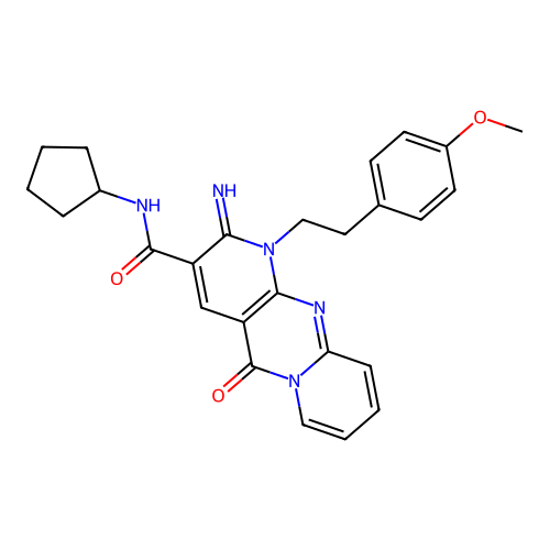 N-cyclopentyl-2-imino-1-[2-(4-methoxyphenyl)ethyl]-5-oxo-1,5-dihydro-2H-dipyrido[1,2-a:2',3'-d]pyrimidine-3-carboxamide structure