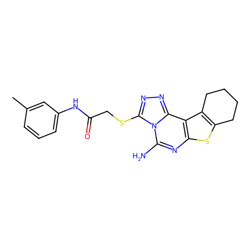 2-((5-amino-8,9,10,11-tetrahydrobenzo[4,5]thieno[3,2-e][1,2,4]triazolo[4,3-c]pyrimidin-3-yl)thio)-N-(m-tolyl)acetamide structure