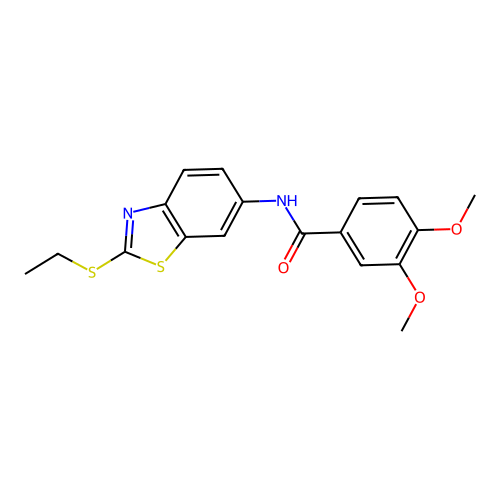 N-[2-(ethylsulfanyl)-1,3-benzothiazol-6-yl]-3,4-dimethoxybenzamide structure