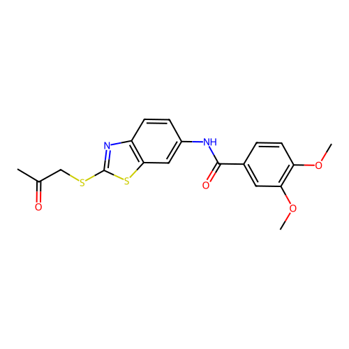 3,4-dimethoxy-N-{2-[(2-oxopropyl)sulfanyl]-1,3-benzothiazol-6-yl}benzamide structure