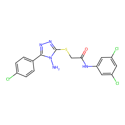 2-((4-amino-5-(4-chlorophenyl)-4H-1,2,4-triazol-3-yl)thio)-N-(3,5-dichlorophenyl)acetamide structure