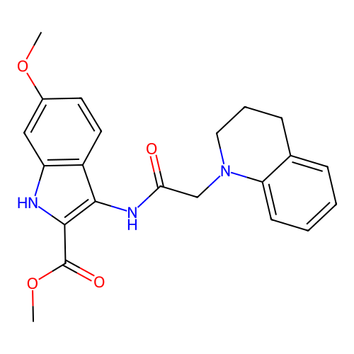 methyl 3-(2-(3,4-dihydroquinolin-1(2H)-yl)acetamido)-6-methoxy-1H-indole-2-carboxylate structure