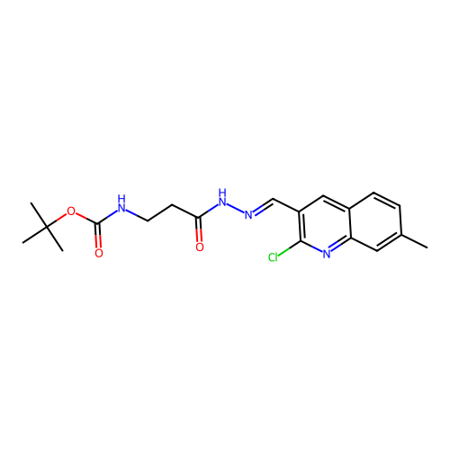 (E)-tert-butyl (3-(2-((2-chloro-7-methylquinolin-3-yl)methylene)hydrazinyl)-3-oxopropyl)carbamate structure