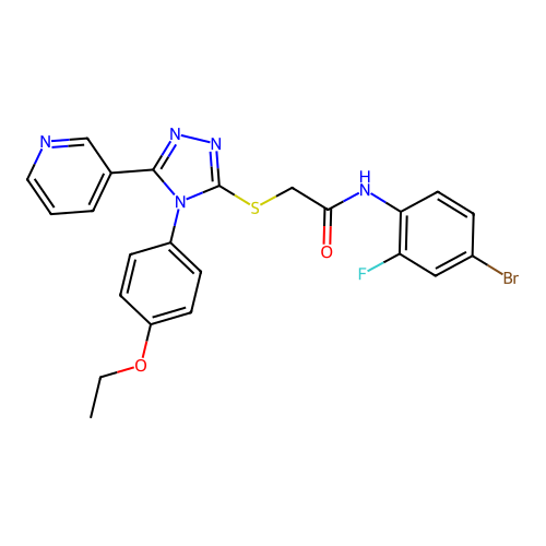 N-(4-bromo-2-fluorophenyl)-2-{[4-(4-ethoxyphenyl)-5-(pyridin-3-yl)-4H-1,2,4-triazol-3-yl]sulfanyl}acetamide structure