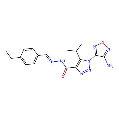 (E)-1-(4-amino-1,2,5-oxadiazol-3-yl)-N'-(4-ethylbenzylidene)-5-isopropyl-1H-1,2,3-triazole-4-carbohydrazide structure