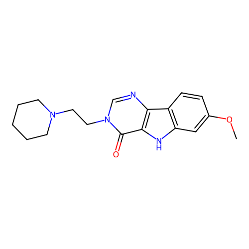 7-methoxy-3-[2-(piperidin-1-yl)ethyl]-3,5-dihydro-4H-pyrimido[5,4-b]indol-4-one structure