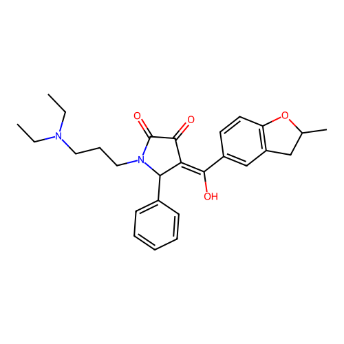 1-[3-(diethylamino)propyl]-3-hydroxy-4-(2-methyl-2,3-dihydro-1-benzofuran-5-carbonyl)-5-phenyl-2,5-dihydro-1H-pyrrol-2-one structure