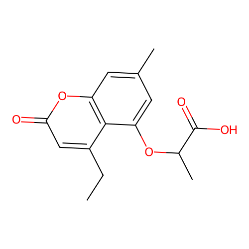 2-[(4-ethyl-7-methyl-2-oxo-2H-chromen-5-yl)oxy]propanoic acid structure