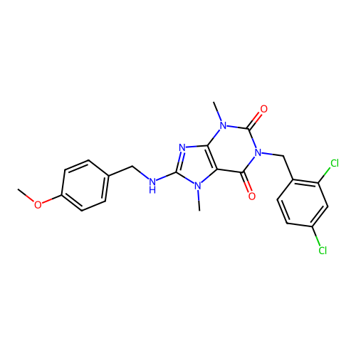 1-(2,4-dichlorobenzyl)-8-((4-methoxybenzyl)amino)-3,7-dimethyl-1H-purine-2,6(3H,7H)-dione structure