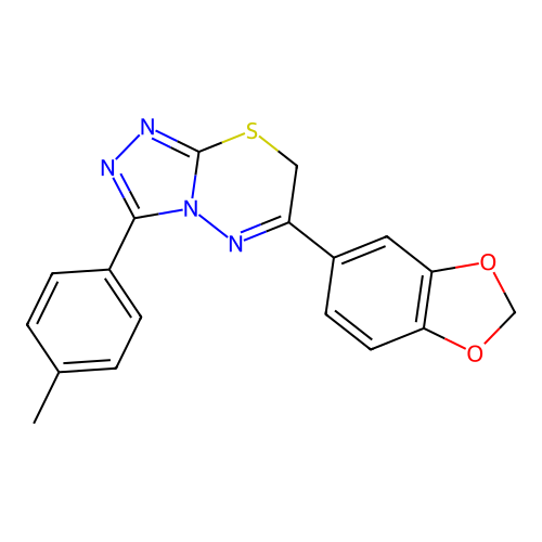6-(1,3-benzodioxol-5-yl)-3-(4-methylphenyl)-7H-[1,2,4]triazolo[3,4-b][1,3,4]thiadiazine structure