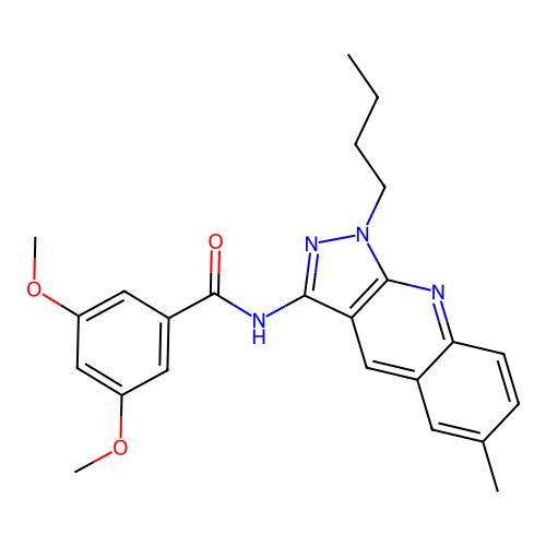 N-(1-butyl-6-methyl-1H-pyrazolo[3,4-b]quinolin-3-yl)-3,5-dimethoxybenzamide structure