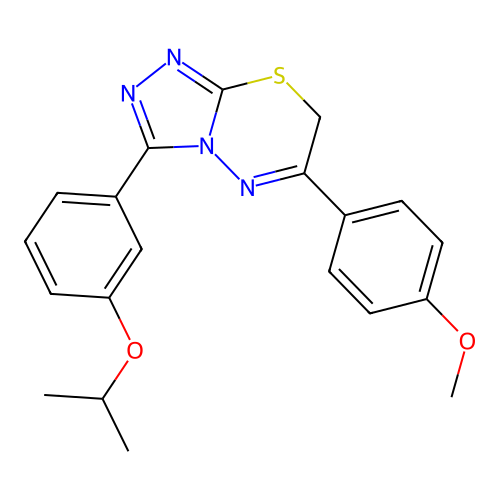 6-(4-methoxyphenyl)-3-[3-(propan-2-yloxy)phenyl]-7H-[1,2,4]triazolo[3,4-b][1,3,4]thiadiazine structure