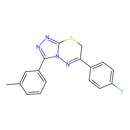 6-(4-fluorophenyl)-3-(3-methylphenyl)-7H-[1,2,4]triazolo[3,4-b][1,3,4]thiadiazine structure