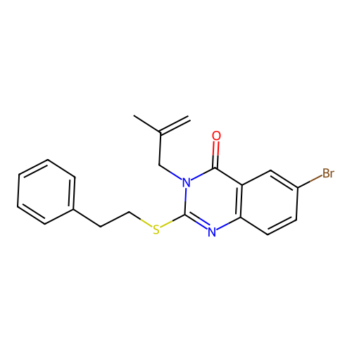 6-bromo-3-(2-methylallyl)-2-(phenethylthio)quinazolin-4(3H)-one structure