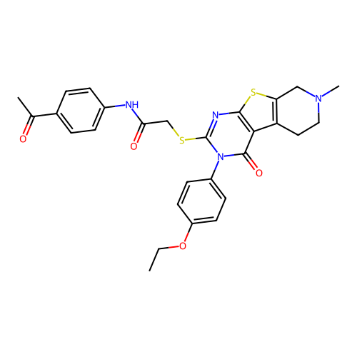 N-(4-acetylphenyl)-2-((3-(4-ethoxyphenyl)-7-methyl-4-oxo-3,4,5,6,7,8-hexahydropyrido[4',3':4,5]thieno[2,3-d]pyrimidin-2-yl)thio)acetamide structure