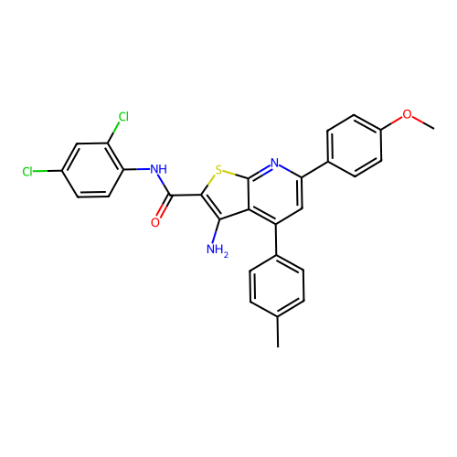 3-amino-N-(2,4-dichlorophenyl)-6-(4-methoxyphenyl)-4-(4-methylphenyl)thieno[2,3-b]pyridine-2-carboxamide structure
