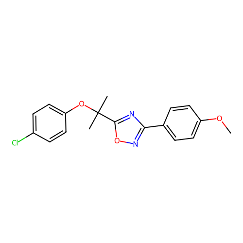 5-[2-(4-Chlorophenoxy)propan-2-yl]-3-(4-methoxyphenyl)-1,2,4-oxadiazole structure