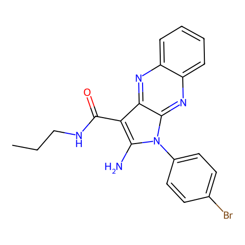 2-amino-1-(4-bromophenyl)-N-propyl-1H-pyrrolo[2,3-b]quinoxaline-3-carboxamide structure
