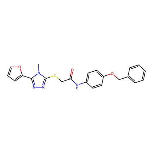 N-[4-(benzyloxy)phenyl]-2-{[5-(furan-2-yl)-4-methyl-4H-1,2,4-triazol-3-yl]sulfanyl}acetamide structure
