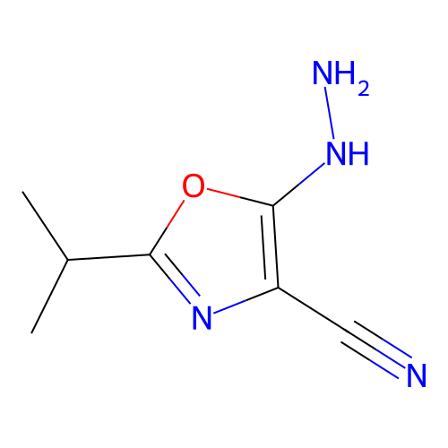 5-Hydrazinyl-2-(propan-2-yl)-1,3-oxazole-4-carbonitrile structure