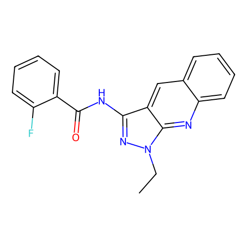 N-(1-ethyl-1H-pyrazolo[3,4-b]quinolin-3-yl)-2-fluorobenzamide structure