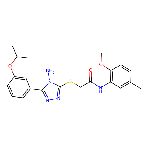 2-({4-amino-5-[3-(propan-2-yloxy)phenyl]-4H-1,2,4-triazol-3-yl}sulfanyl)-N-(2-methoxy-5-methylphenyl)acetamide structure