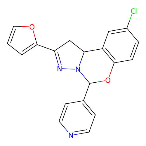 9-Chloro-2-(2-furyl)-5-pyridin-4-yl-1,10b-dihydropyrazolo[1,5-c][1,3]benzoxazine structure