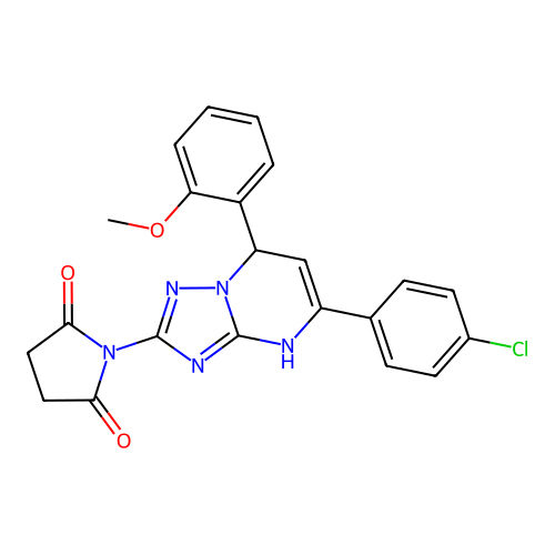 1-(5-(4-chlorophenyl)-7-(2-methoxyphenyl)-4,7-dihydro-[1,2,4]triazolo[1,5-a]pyrimidin-2-yl)pyrrolidine-2,5-dione structure