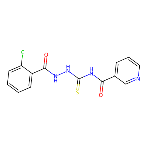 N-[N'-(2-Chloro-benzoyl)-hydrazinocarbothioyl]-nicotinamide structure