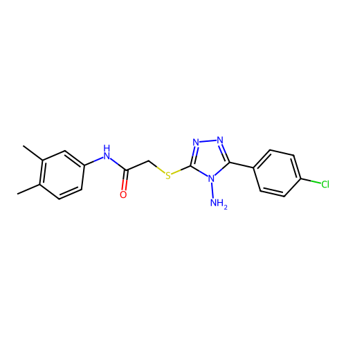 2-((4-amino-5-(4-chlorophenyl)-4H-1,2,4-triazol-3-yl)thio)-N-(3,4-dimethylphenyl)acetamide structure
