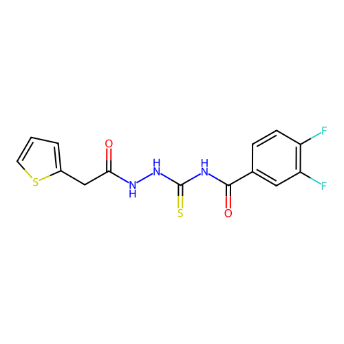 3,4-difluoro-N-{[2-(thiophen-2-ylacetyl)hydrazinyl]carbonothioyl}benzamide structure
