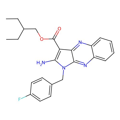 2-ethylbutyl 2-amino-1-(4-fluorobenzyl)-1H-pyrrolo[2,3-b]quinoxaline-3-carboxylate structure