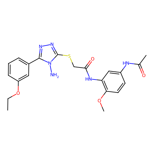 N-[5-(acetylamino)-2-methoxyphenyl]-2-[4-amino-5-(3-ethoxyphenyl)(1,2,4-triazo l-3-ylthio)]acetamide structure