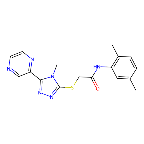 N-(2,5-dimethylphenyl)-2-{[4-methyl-5-(pyrazin-2-yl)-4H-1,2,4-triazol-3-yl]sulfanyl}acetamide structure