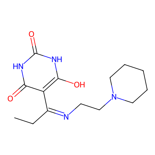 5-[1-(2-piperidin-1-ylethylamino)propylidene]-1,3-diazinane-2,4,6-trione structure