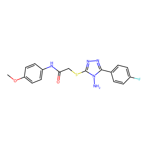 2-[4-amino-5-(4-fluorophenyl)(1,2,4-triazol-3-ylthio)]-N-(4-methoxyphenyl)acet amide structure