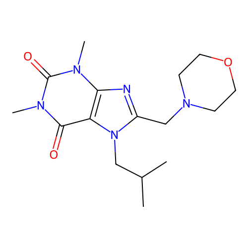 1,3-Dimethyl-7-(2-methylpropyl)-8-(morpholin-4-ylmethyl)purine-2,6-dione structure