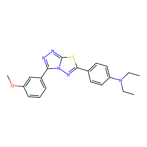 N,N-diethyl-4-(3-(3-methoxyphenyl)-[1,2,4]triazolo[3,4-b][1,3,4]thiadiazol-6-yl)aniline structure