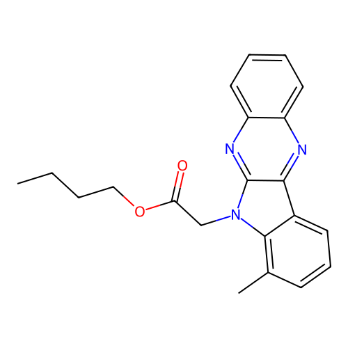 butyl 2-{7-methyl-6H-indolo[2,3-b]quinoxalin-6-yl}acetate structure