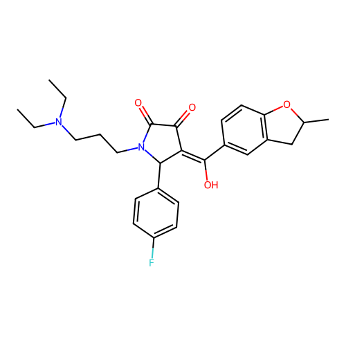 1-[3-(diethylamino)propyl]-5-(4-fluorophenyl)-3-hydroxy-4-(2-methyl-2,3-dihydro-1-benzofuran-5-carbonyl)-2,5-dihydro-1H-pyrrol-2-one structure