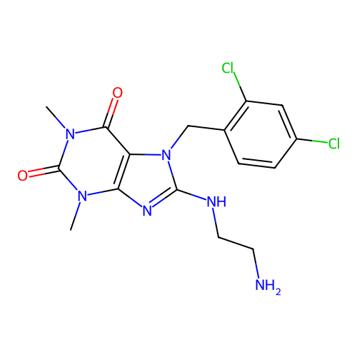 8-(2-Amino-ethylamino)-7-(2,4-dichloro-benzyl)-1,3-dimethyl-3,7-dihydro-purine-2,6-dione structure