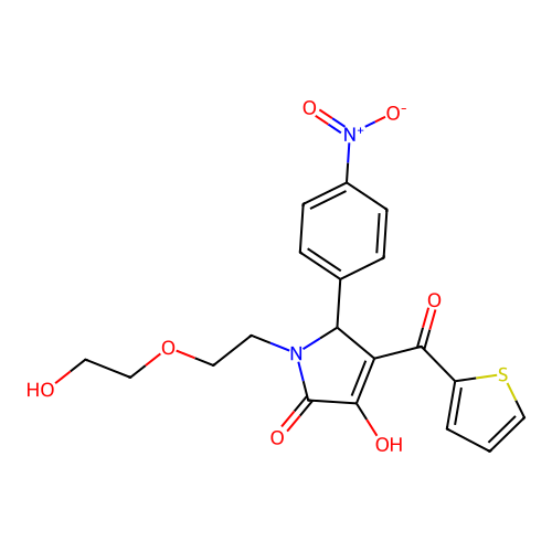 (4E)-1-[2-(2-hydroxyethoxy)ethyl]-4-[hydroxy(thiophen-2-yl)methylidene]-5-(4-nitrophenyl)pyrrolidine-2,3-dione structure