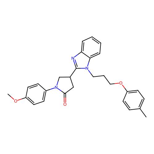 1-(4-methoxyphenyl)-4-(1-(3-(p-tolyloxy)propyl)-1H-benzo[d]imidazol-2-yl)pyrrolidin-2-one structure