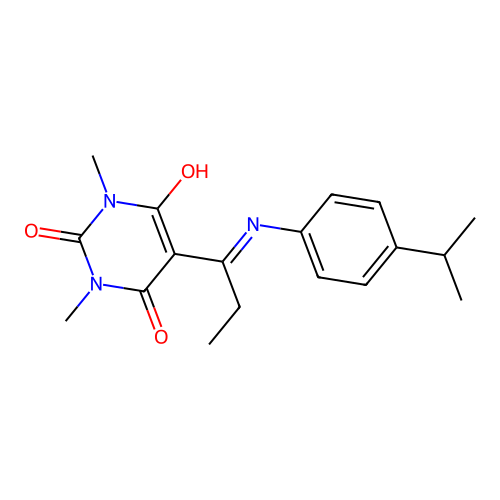 1,3-dimethyl-5-[1-(4-propan-2-ylanilino)propylidene]-1,3-diazinane-2,4,6-trione structure